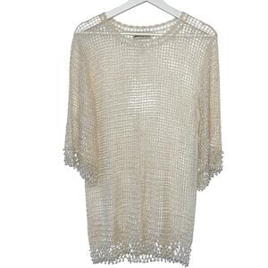 Womens Crochet Tunic Top Small Mesh Elegant Cruise Vacation Cover Up Holiday